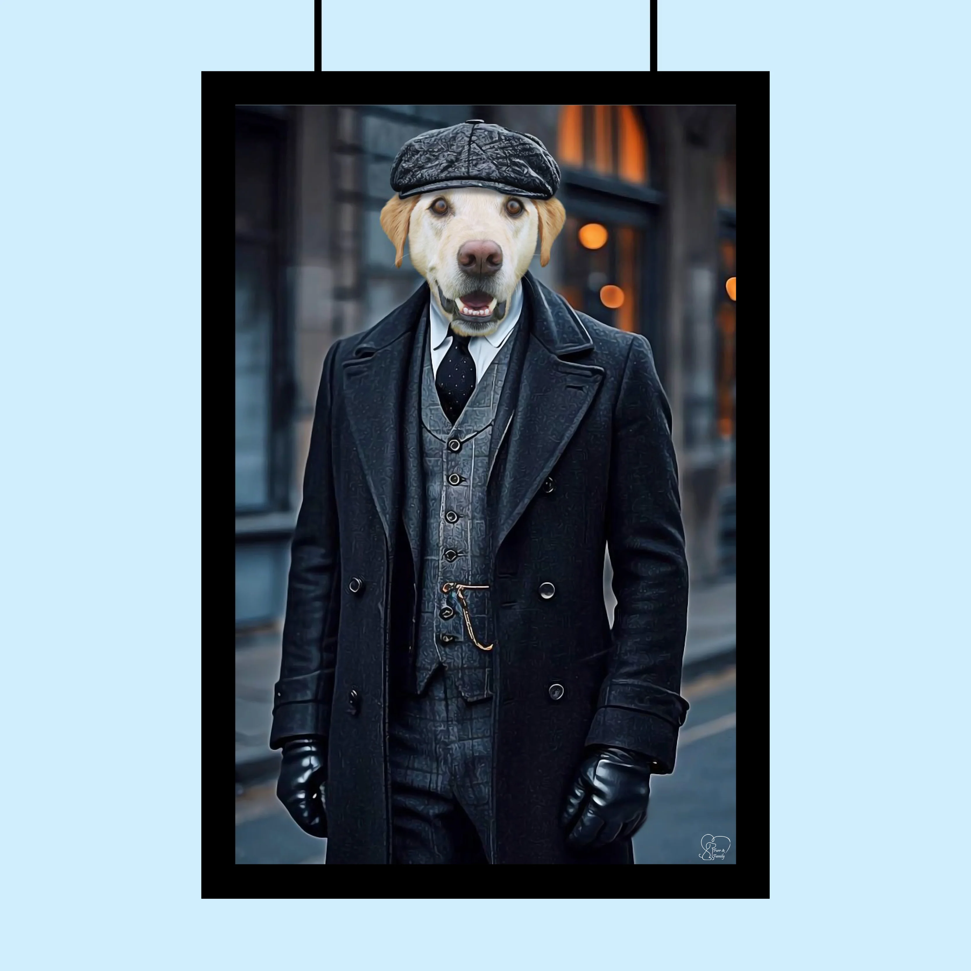 Vintage Gangster Peaky Blinder Pet Portrait